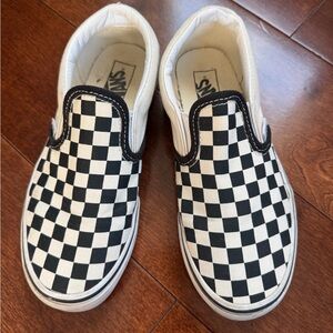 Vans Kids Classic Checkered Slip-On Shoes - Black and White size 3